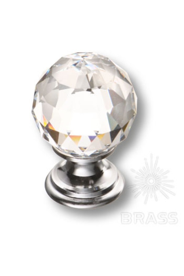 Ручка мебельная кнопка с кристаллами Swarovski эксклюзивная коллекция хром 9933-400 Brass