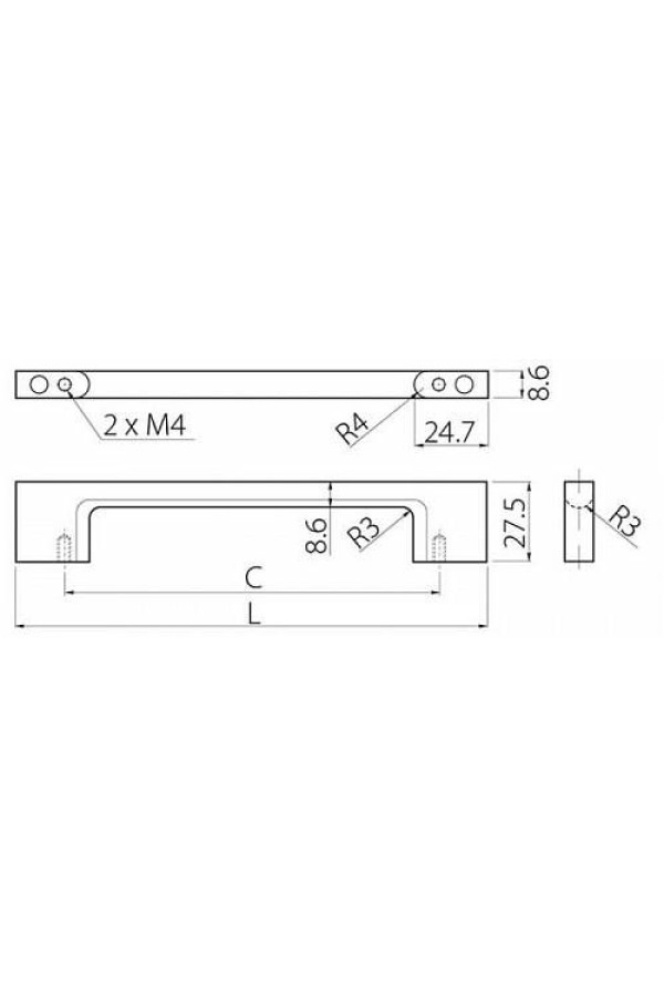 Ручка мебельная скоба UZ-819 128мм инокс UZ-819128-06 GTV