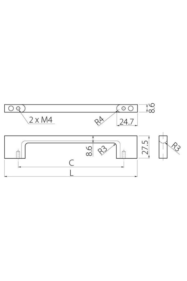 Ручка мебельная скоба 128мм черный UZ-819128-20 GTV