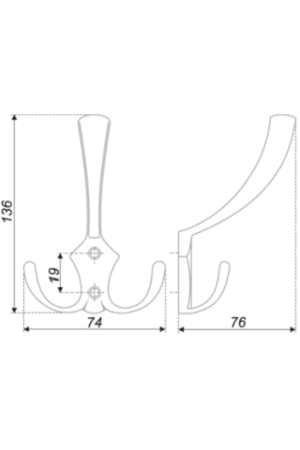 Крючок мебельный трехрожковый хром K302CP.6 Boyard
