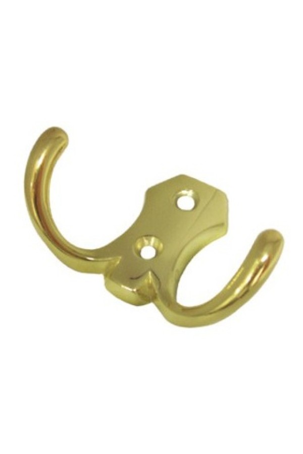Крючок мебельный двухрожковый золото K203GP.2 Boyard