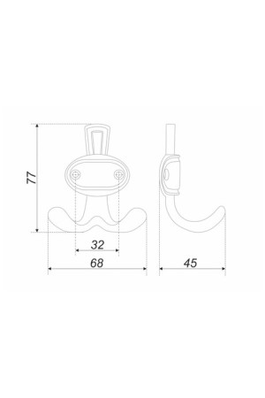 Крючок мебельный двухрожковый старинный черный K211ABL.2 Boyard