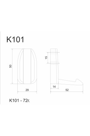 Крючок мебельный однорожковый хром K101CP.7 Boyard