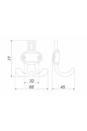 Крючок мебельный двухрожковый старинная латунь K211AB.2 Boyard