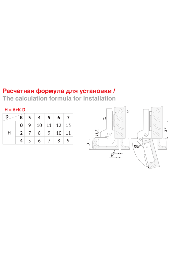 Петля мебельная полунакладная 105 градусов H=0мм с доводчиком H301B02/0910 Boyard