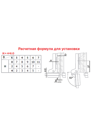 Петля мебельная полунакладная 92 градуса H=0мм для стеклянных дверей H501B/0410 Boyard