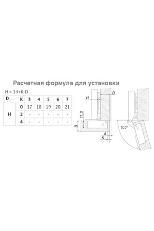 Петля мебельная накладная NEO 105 градусов с доводчиком H306A02 Boyard