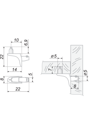 Полкодержатель угловой со штифтом P901Ni.59 Boyard