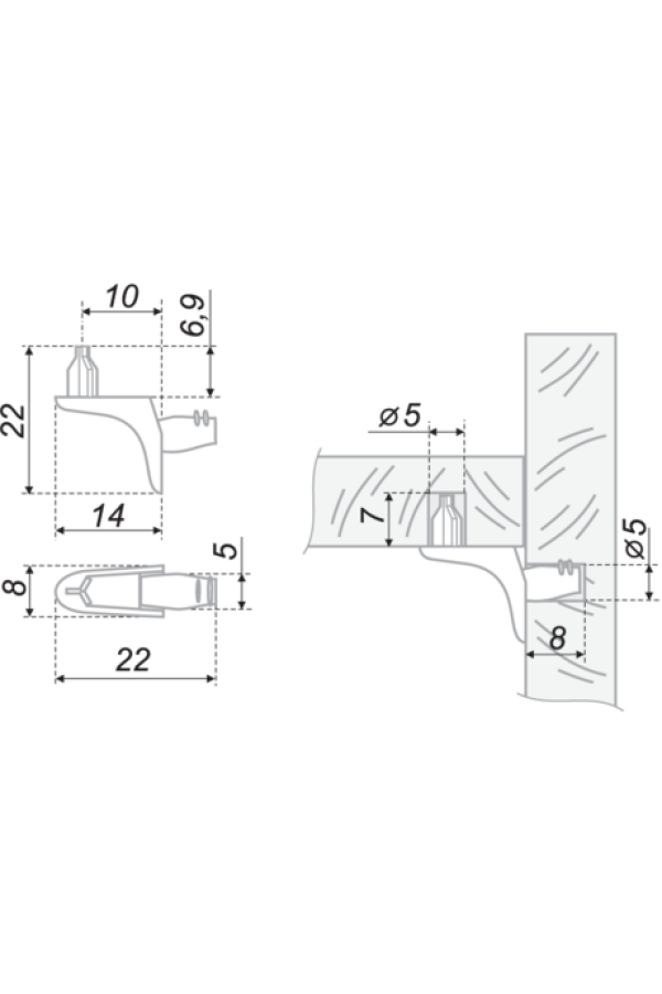 Полкодержатель угловой со штифтом P901Ni.59 Boyard