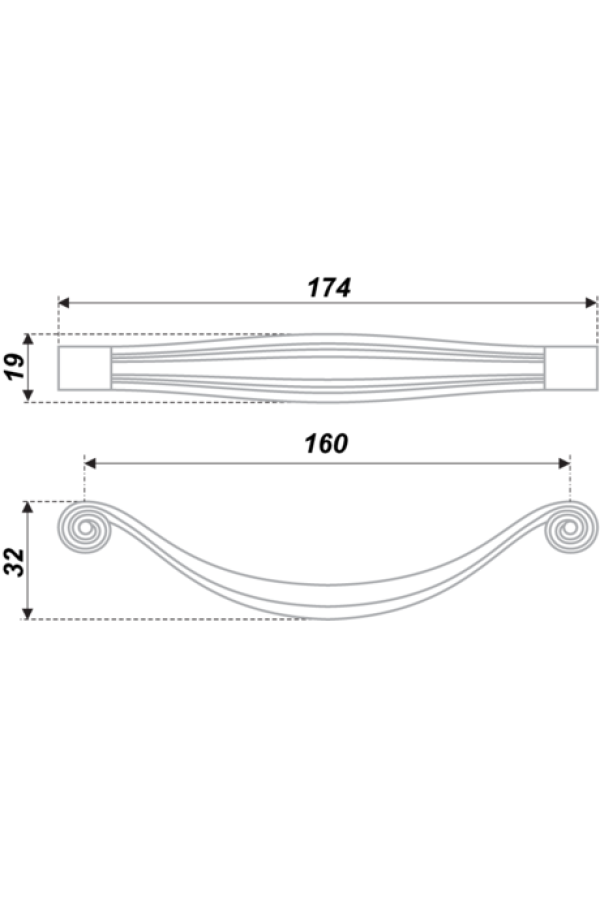 Ручка мебельная скоба 160мм брашированная старинная медь RS427BAC.4/160 Boyard