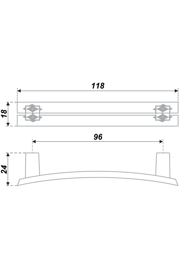 Ручка мебельная скоба 96мм хром с кристаллами RS408CP/CrT.4/96 Boyard