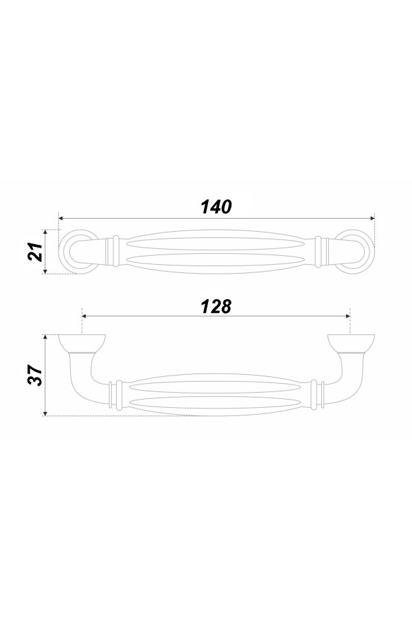 Ручка мебельная скоба 128мм старинная латунь (бронза) с керамической вставкой RS121AB.4/128/W Boyard