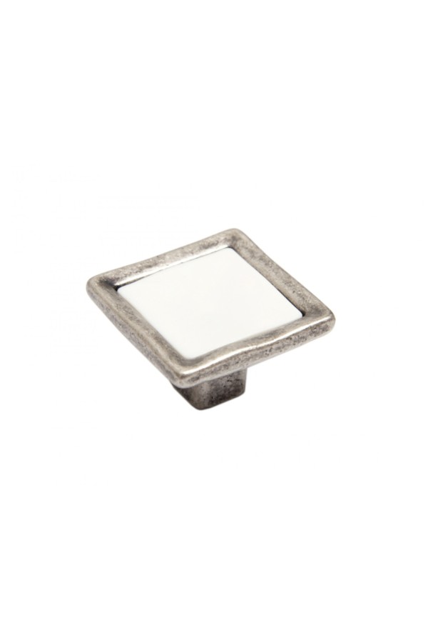 Ручка мебельная кнопка старинный цинк с керамической вставкой RC113BAZ.4/W Boyard