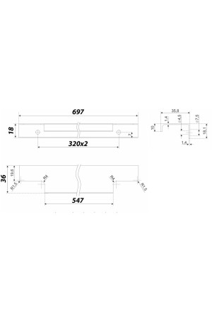 Ручка мебельная торцевая 640мм черный RT109BL.1/000/700 Boyard