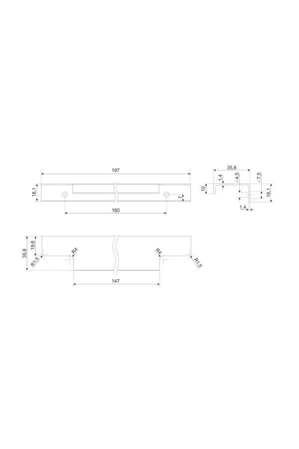 Ручка мебельная торцевая 160мм черный RT109BL.1/160/200 Boyard