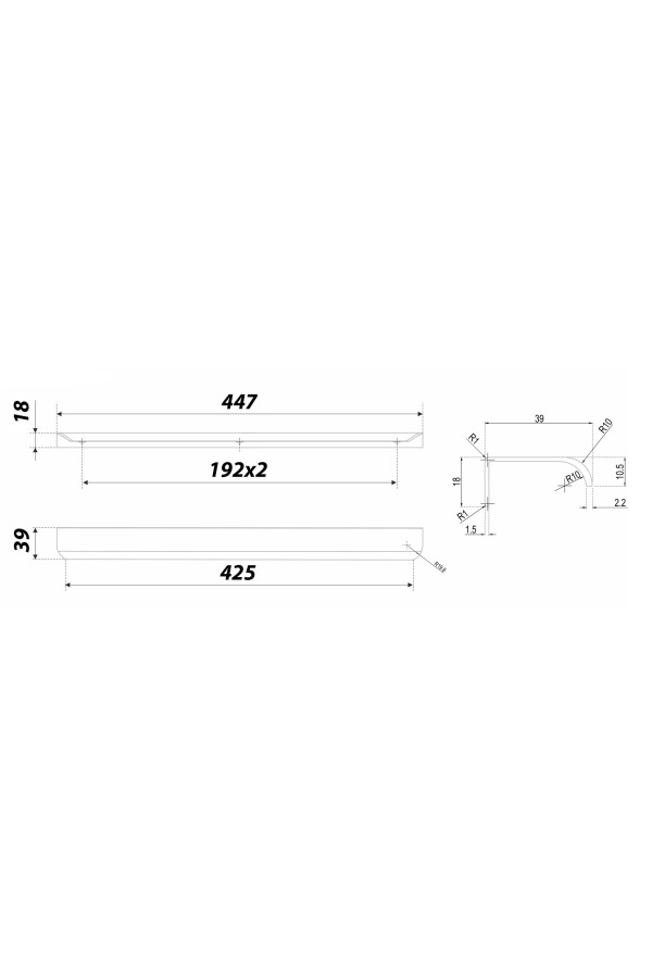 Ручка мебельная торцевая 384мм матовое золото RT110SG.1/000/450 Boyard