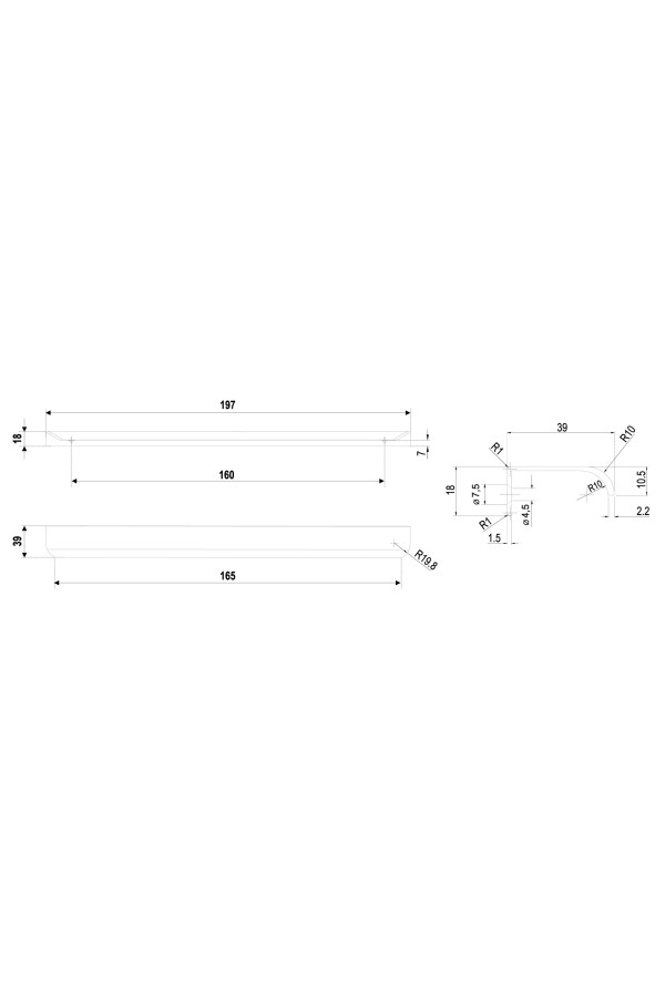 Ручка мебельная торцевая 160мм черный RT110BL.1/160/200 Boyard