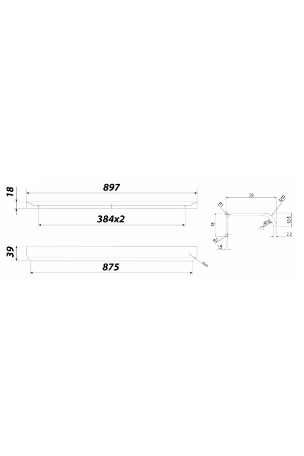 Ручка мебельная торцевая 768мм черный RT110BL.1/000/900 Boyard