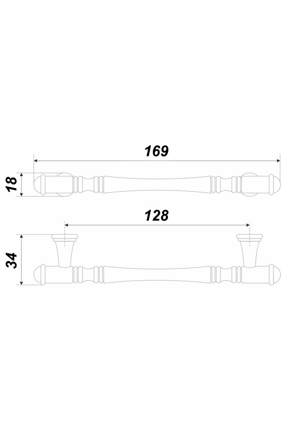 Ручка мебельная скоба 128мм чернёный старинный цинк RS312BAZ.4/128 Boyard