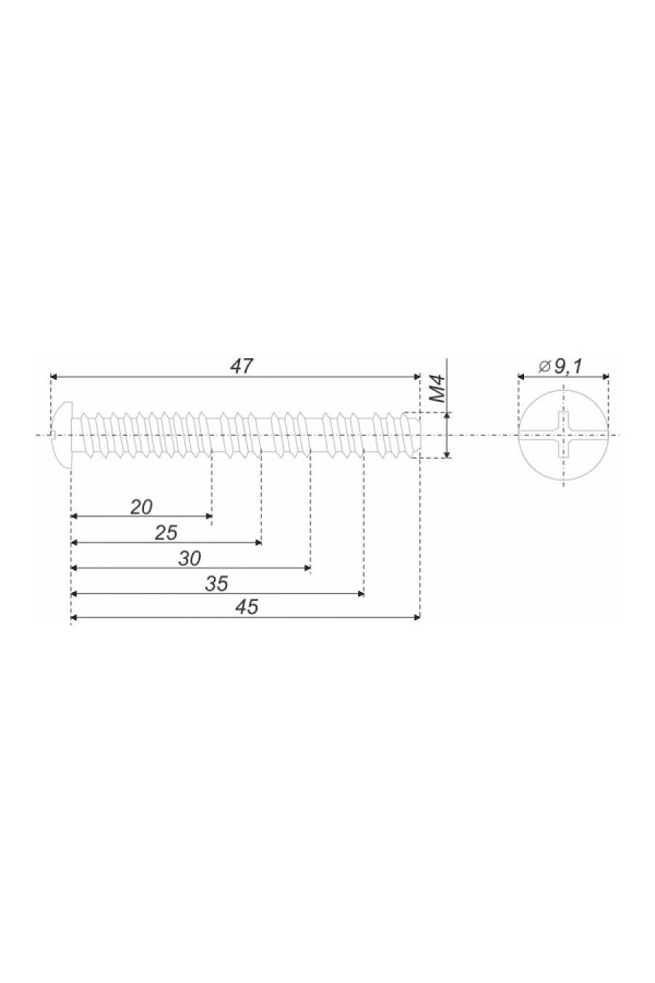 Винт M4*45 универсальный для монтажа мебельных ручек MT02/08/M4*45Zn/0 Boyard