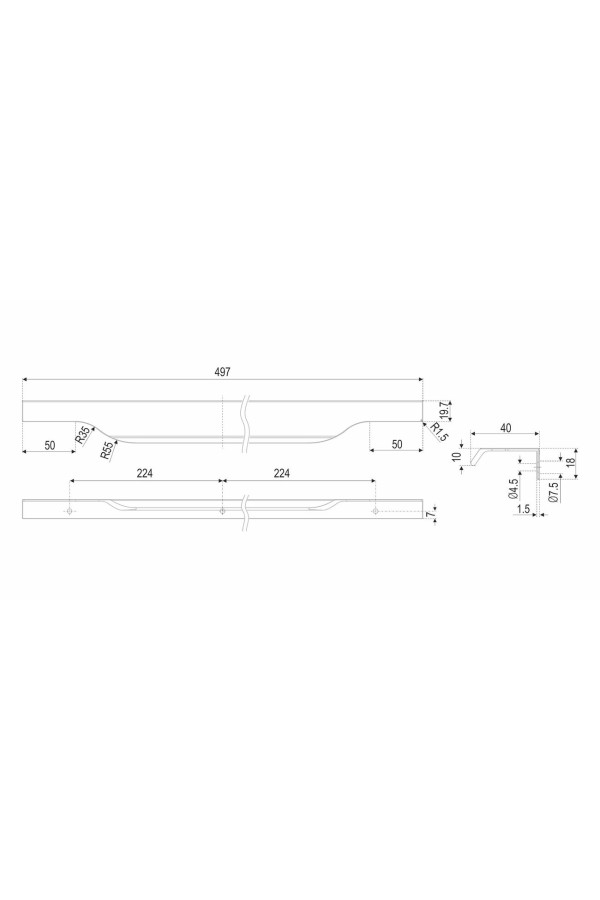 Ручка мебельная торцевая 448мм черный RT111BL.1/448/500 Boyard