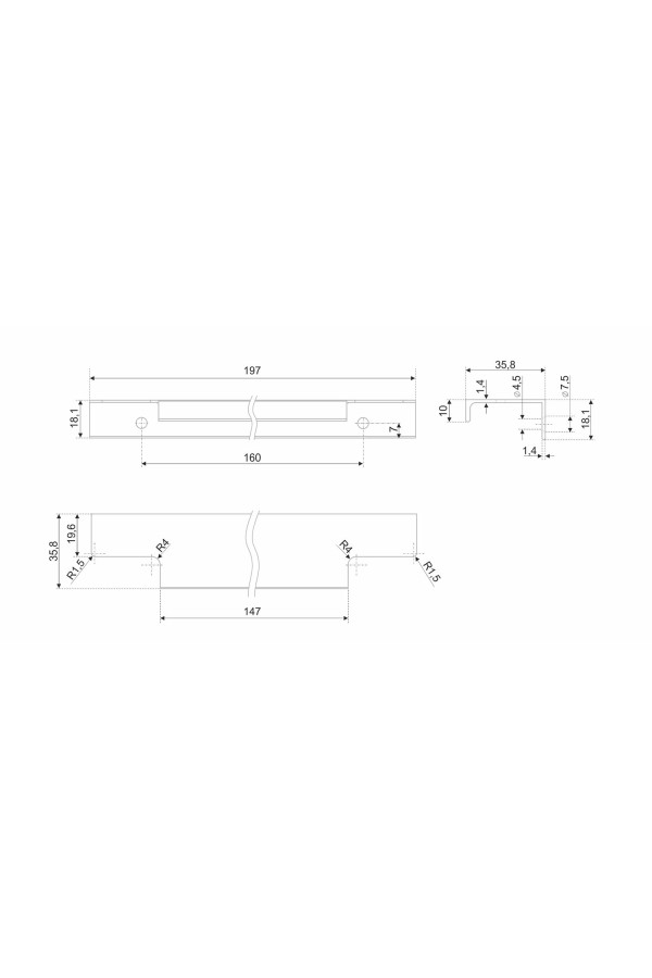 Ручка мебельная торцевая 160мм белый RAY RT109W.1/160/200 Boyard