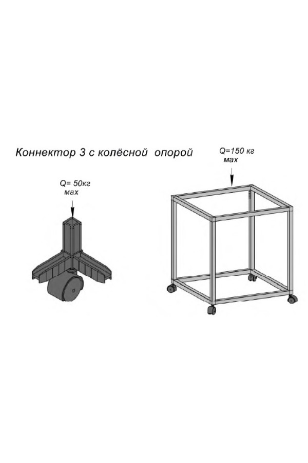 ЛОФТ коннектор №3 с колесной опорой, черный