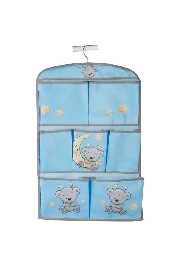 Кофр подвесной "Мишка" 7 карманов 600*400мм голубой
