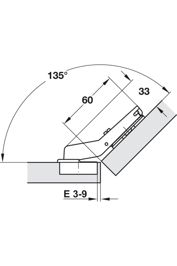 Петля мебельная угловая Duomatic Standard 45 градусов с доводчиком 329.25.715 Hafele