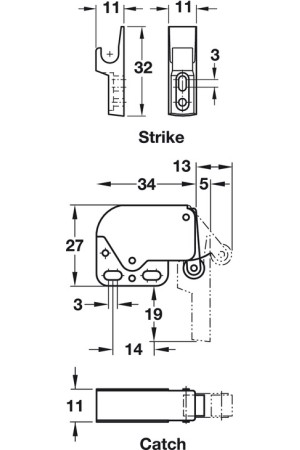 Ответная часть мебельной защелки Mini Latch 245.54.090 Hafele