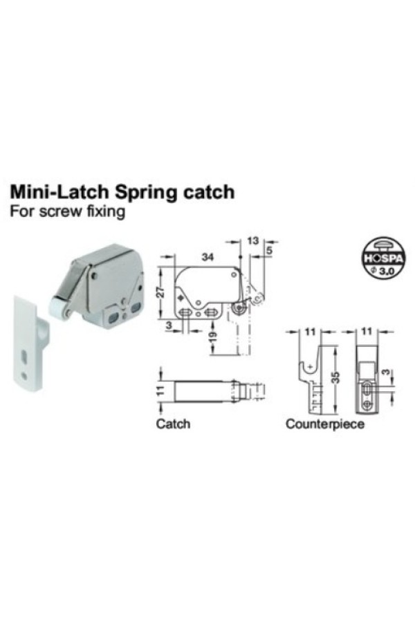 Ответная часть мебельной защелки Mini Latch 245.54.090 Hafele