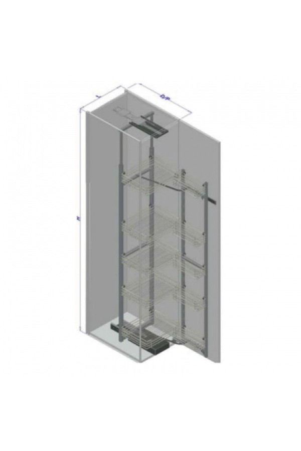 Выкатной пенал Умная дверь Crystal 450*1700-2000мм с доводчиком сталь 549.68.222 Hafele