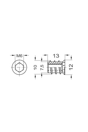 муфта ввинчиваемая М6/10,0*13мм, сталь оцинкованная 030.10.863 Hafele