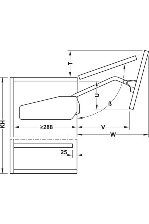 Комплект подъемных механизмов Free fold 960-1010мм на 3,9-7,6кг модель K4fo БЕЗ заглушек Hafele