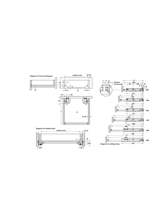 #направляющие Matrix полного выдв. скрыт. SOFT-C 550мм/433.10.555