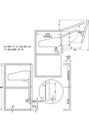 Комплект подъемных механизмов Free fold short 910-970мм на 6,4-11,5кг модель J5fs БЕЗ заглушек 372.38.684 Hafele