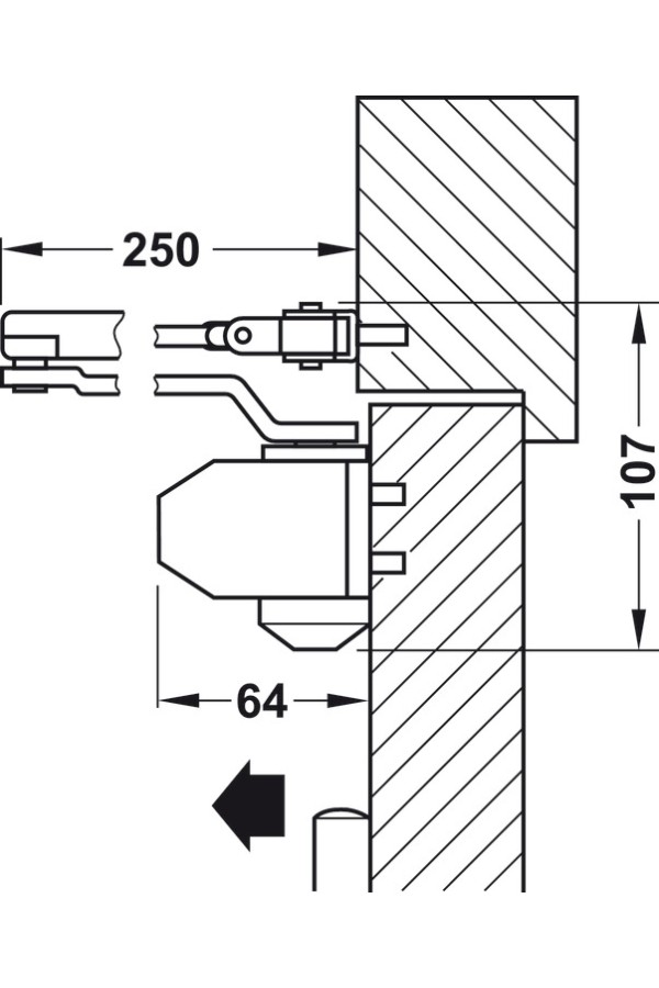 #верхний дверной доводчик, Startec DCL 11, с рычажным механизмом, серебристый/931.84.649
