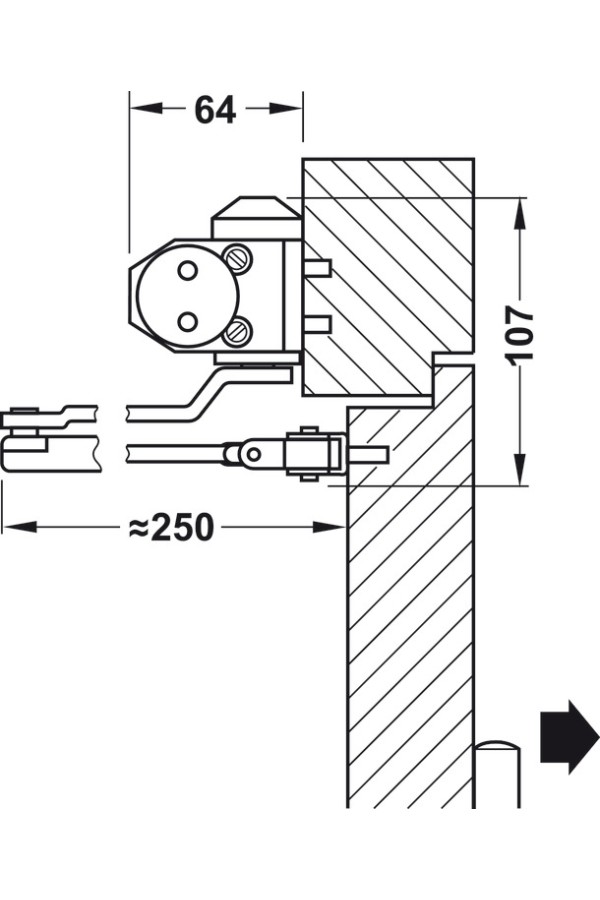 #верхний дверной доводчик, Startec DCL 11, с рычажным механизмом, серебристый/931.84.649