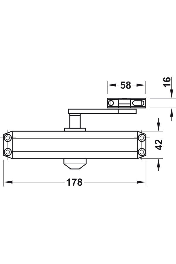 #верхний дверной доводчик, Startec DCL 11, с рычажным механизмом, серебристый/931.84.649