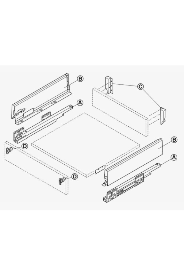#Matrix Box S* ящик 84*300мм, 35кг, soft-close, серый/552.56.691