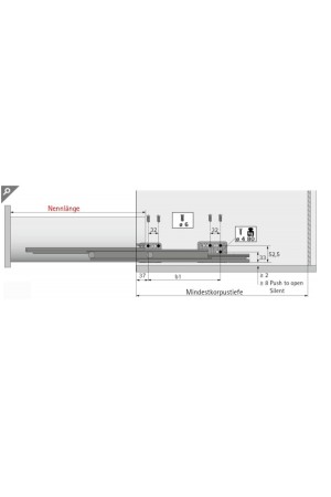 Комплект направляющих Actro для ящиков ArciTech с доводчиком 450мм 9240891 Hettich