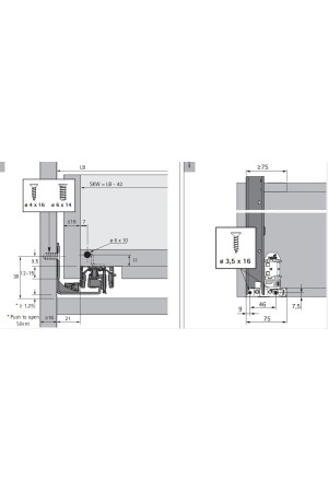 Фиксаторы направляющих Actro You для деревянных ящиков антрацит 9257265 Hettich