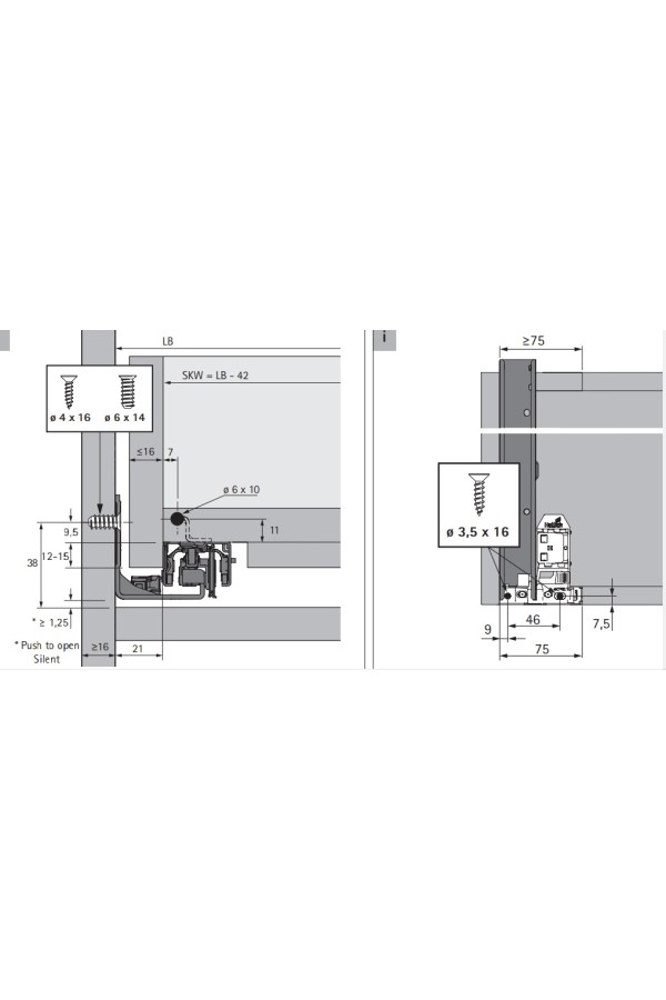 Фиксаторы направляющих Actro You для деревянных ящиков антрацит 9257265 Hettich