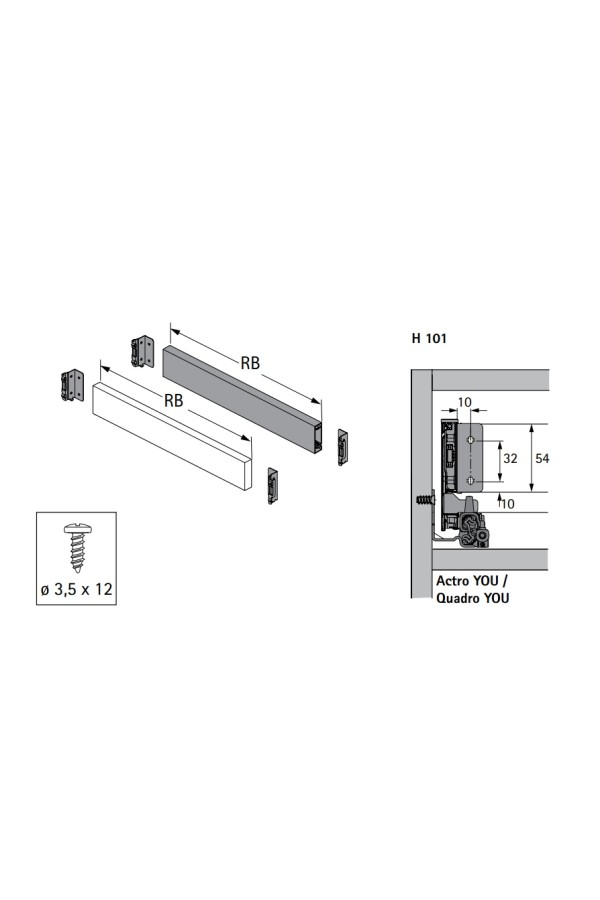 Держатель задней стенки ящика AvanTech You 101мм левый антрацит 9257690 Hettich