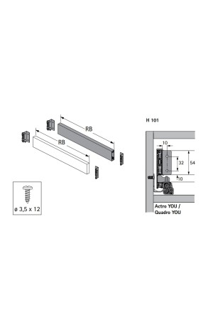 Держатель задней стенки ящика AvanTech You 101мм правый антрацит 9257691 Hettich