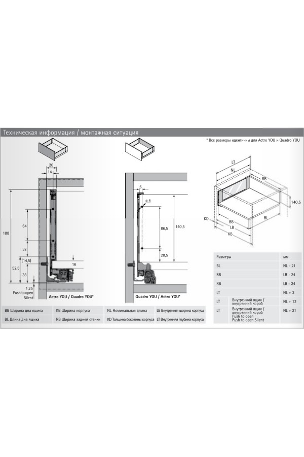 Боковина для ящиков Avantech You Inlay, 187*450мм правый серебристый 9257136 Hettich