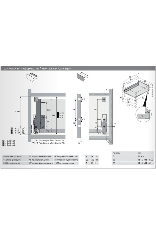Выдвижной ящик InnoTech Atira с релингом 144*420мм Push-to-Open антрацит 9245441 Hettich