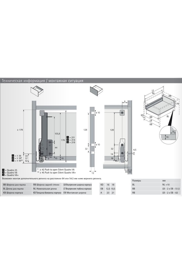 Выдвижной ящик InnoTech Atira с релингом 176*470мм Push-to-Open белый 9245436 Hettich