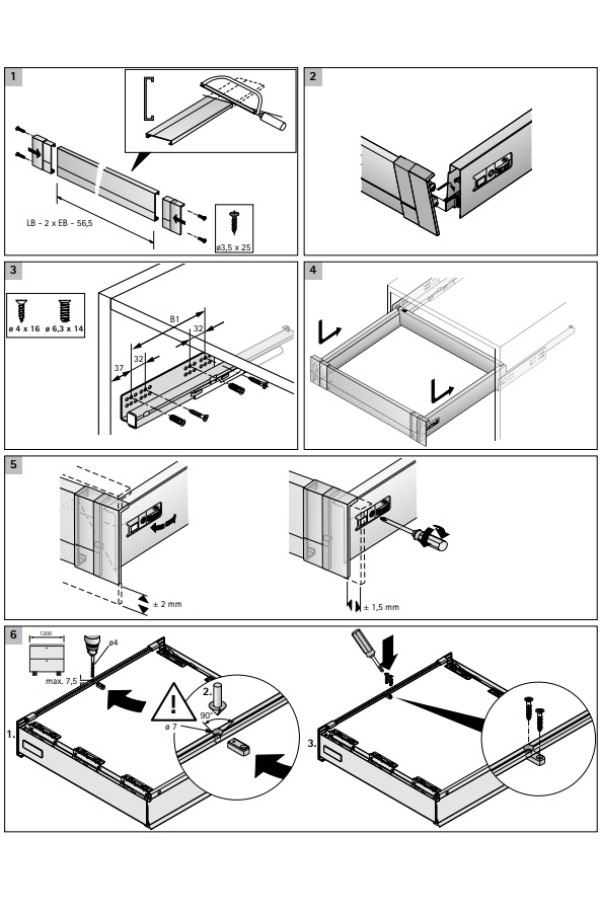 Передняя панель внутреннего ящика InnoTech Atira 2000мм антрацит 9194766 Hettich