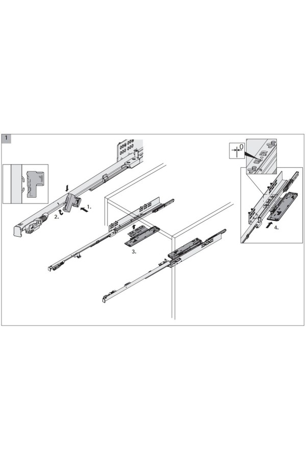 Механизм Push to Open Silent 10 кг для направляющих Quadro 4D V6 с доводчиком 9246312 Hettich